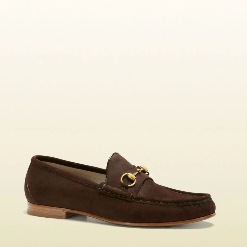 Gucci 1953 Horsebit Loafer In Suede in Brown size 9